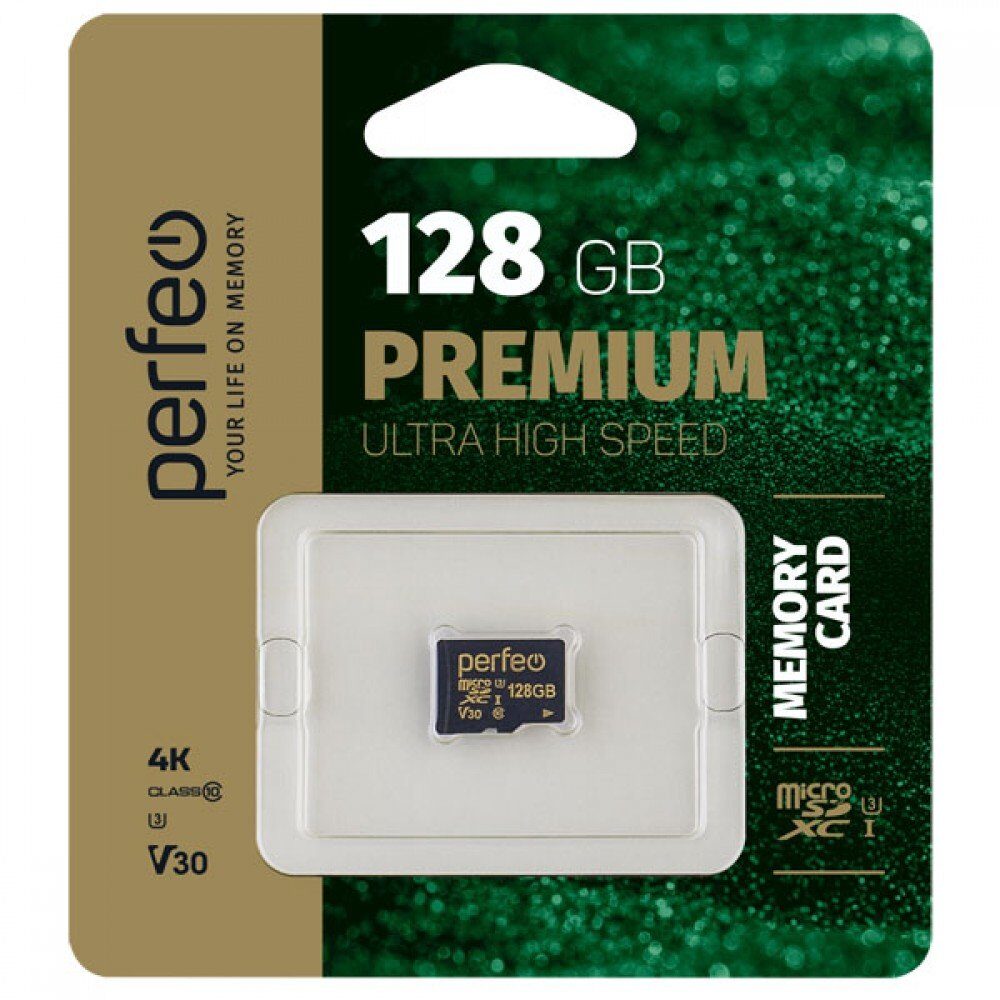 Карта памяти PERFEO microSDXC 128GB High-Capacity Class 10 UHS-3 без адаптера