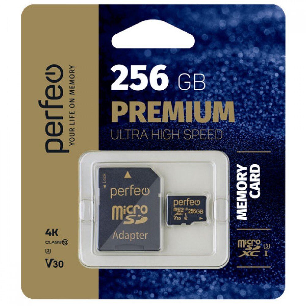 Карта памяти PERFEO microSDXC 256GB High-Capacity Class 10 UHS-3