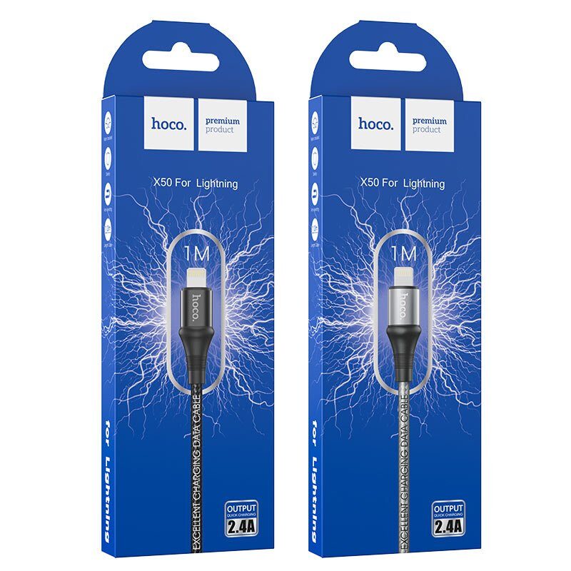 Кабель HOCO USB Lightning X50 Excellent, черный,серый